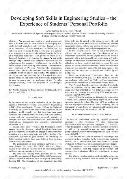 發(fā)展工程研究的軟技能 學生個人作品集的經(jīng)驗 研究論文資源 csdn文庫